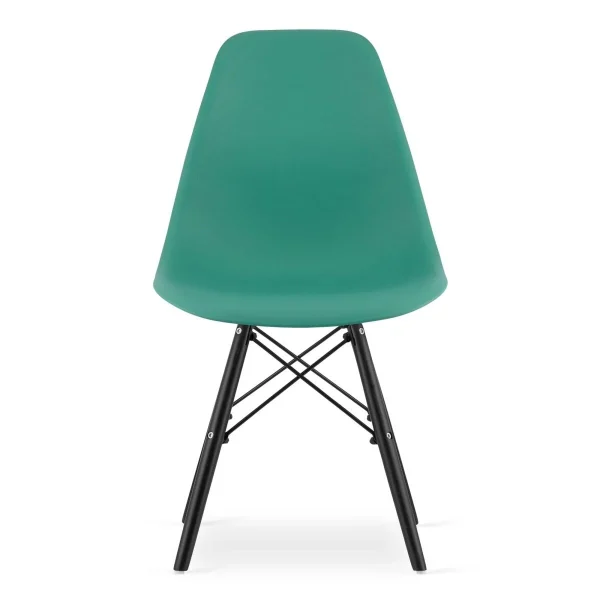 Scaun stil scandinav, Artool, Osaka, PP verde, picioare lemn negru, 46x54x81 cm