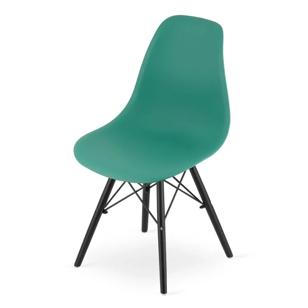 Scaun stil scandinav, Artool, Osaka, PP verde, picioare lemn negru, 46x54x81 cm