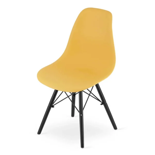 Scaun stil scandinav, Artool, Osaka, PP mustar, picioare lemn negru, 46x54x81 cm