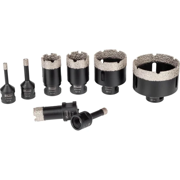 Carote diamantate, vacuum brazed, M14, set 8 buc, 6-68 mm, Richmann Exclusive