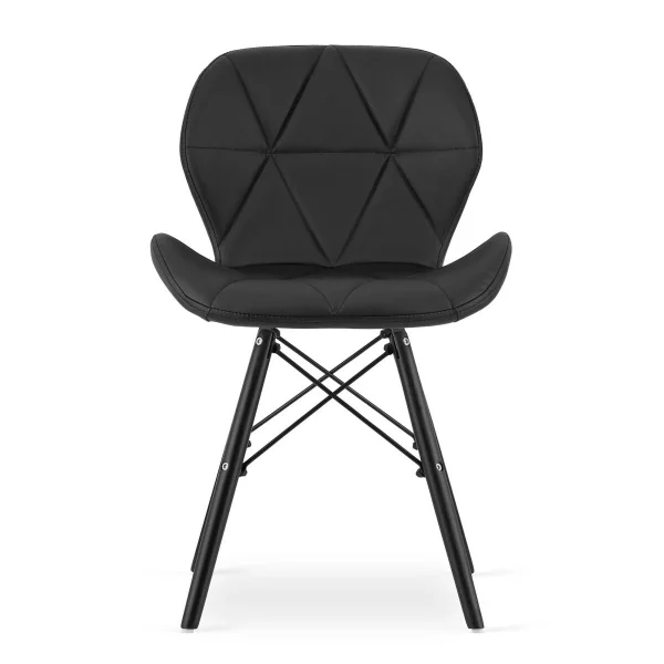 Scaun stil scandinav, Artool, Lago, piele ecologica neagra, picioare lemn negru, 47.5x52x74 cm
