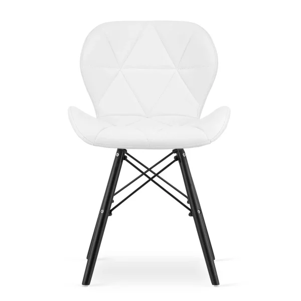 Scaun stil scandinav, Artool, Lago, piele ecologica alba, picioare lemn negru, 47.5x52x74 cm