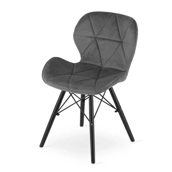 Scaun stil scandinav, Artool, Lago Velvet, catifea gri, picioare lemn negru, 47x52x73.5 cm