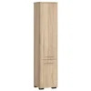 Dulap baie, placa laminata, 5 rafturi, 2 usi, stejar Sonoma, 30x30x140 cm