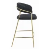 Scaun de bucatarie/bar, Artool, Badia, catifea neagra, picioare metal auriu, 46x45x94 cm