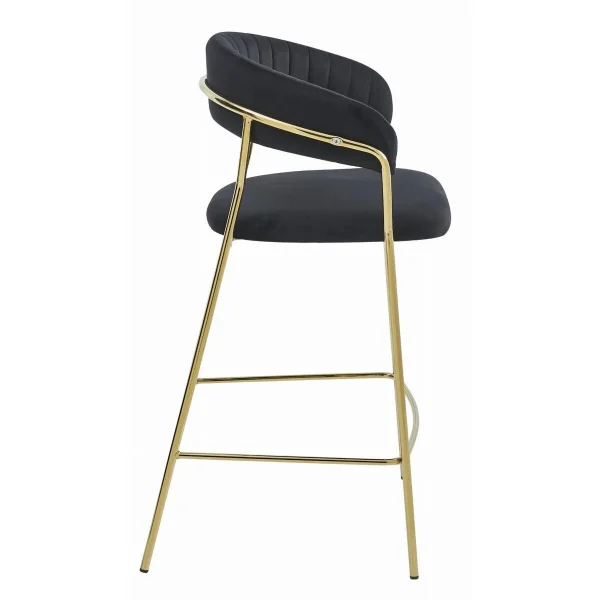 Scaun de bucatarie/bar, Artool, Badia, catifea neagra, picioare metal auriu, 46x45x94 cm