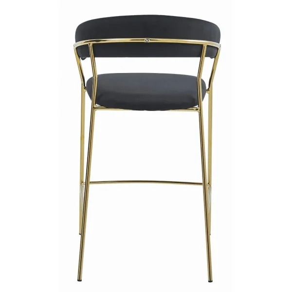 Scaun de bucatarie/bar, Artool, Badia, catifea neagra, picioare metal auriu, 46x45x94 cm