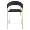 Scaun de bucatarie/bar, Artool, Badia, catifea neagra, picioare metal auriu, 46x45x94 cm