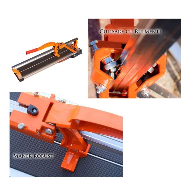 Masina de taiat gresie si faianta, aparat profesional, dispozitiv cu rulmenti, 60 cm, cu gletiera cu zimti, Richmann Exclusive