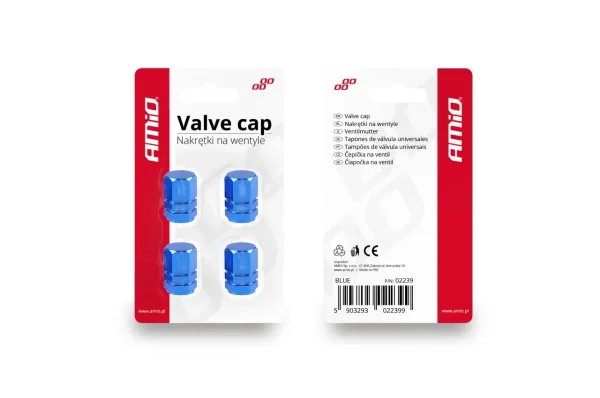 Set capacele auto pentru ventil hexagon albastru 4 buc