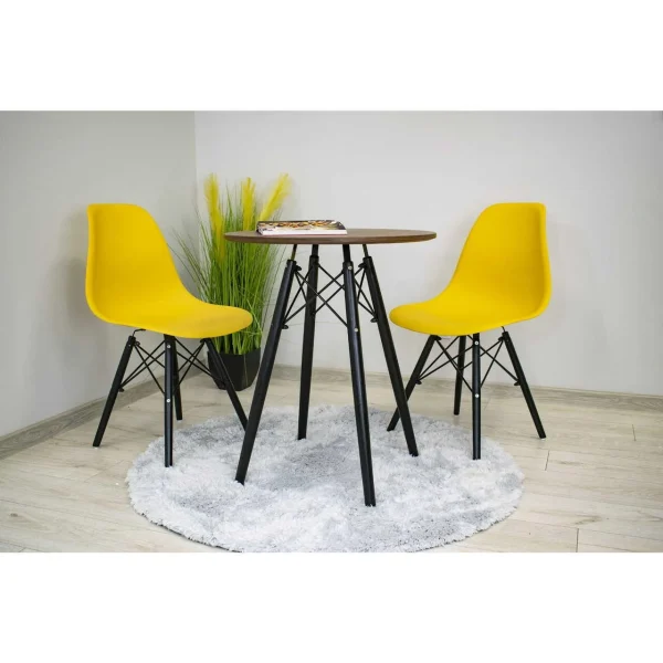 Masa stil scandinav, Artool, rotund, MDF si lemn, maro rustic, 60x73 cm