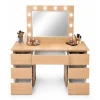Masa de toaleta/machiaj, Vanessa, stejar, cu oglinda si LED-uri, 130x43x143 cm