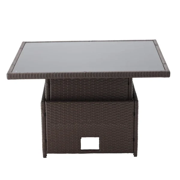 Set mobilier gradina/terasa, poliratan, maro si crem, 1 masa, 2 tabureti, 1 canapea colt, Chomik, Cassy