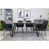 Scaun stil fotoliu bucatarie/living, Artool, Lugo, catifea neagra, picioare metal negru, 57.5x56.5x86.5 cm
