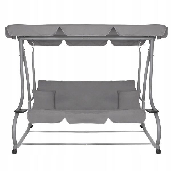 Balansoar gradina, Springos, Venezia, 3 locuri, gri, 190x125x163 cm, functie pat, max 280 kg