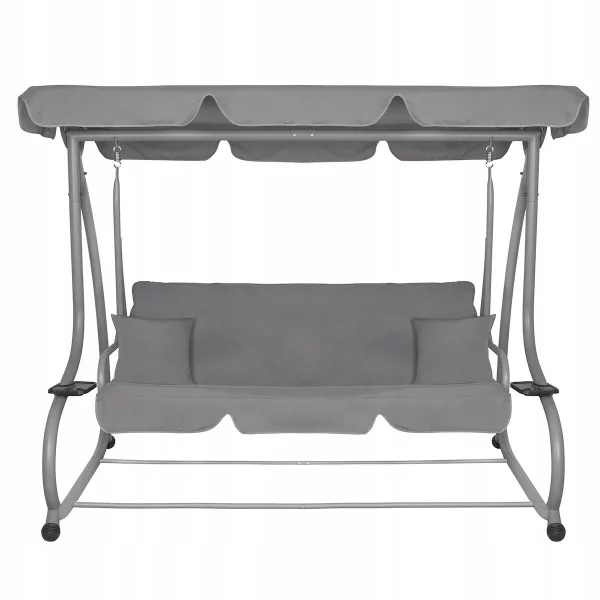 Balansoar gradina, Springos, Venezia, 3 locuri, gri, 190x125x163 cm, functie pat, max 280 kg