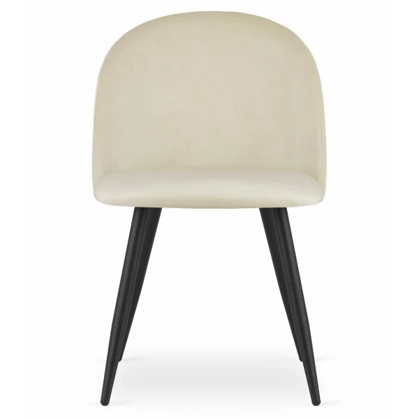 Set 4 scaune bucatarie/living, Artool, Bello, catifea bej, picioare metal negru, 46x42.5x76.5 cm