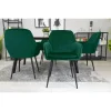 Scaun stil fotoliu bucatarie/living, Artool, Lugo, catifea verde, picioare metal negru, 57.5x56.5x86.5 cm