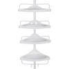 Raft pentru baie/dus, Vasagle, reglabil, inox, 4 rafturi, alb, 85-305 cm