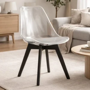 Scaun bucatarie/living, Artool, Mark, PP transparent, picioare negre, 49x43x82 cm