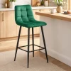 Scaun de bucatarie/bar, Artool, Arceto, catifea verde, picioare metal negru, 43.5x32.5x104 cm