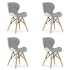Set 4 scaune stil scandinav, Artool, Lago, piele ecologica gri si alba, picioare lemn natur, 47x52x73 cm