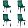 Set 4 scaune bucatarie/living, Artool, Libra, catifea verde, picioare metal negru, 44x40x88.5 cm
