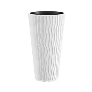 Ghiveci decorativ de flori, rotund, inalt, alb, 11/37 L, 34.9x62 cm, Sandy Slim, Prosperplast