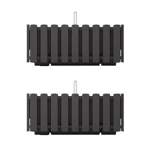 Set 2 jardiniere decorative cu suport metalic, sistem irigare,​​​​​​​ antracit, 38x18x16.2 cm, Boardee Fencycase W