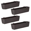 Set 4 jardiniere decorative cu suport metalic, Prosperplast, imitatie ratan, maro, 49.2x17.2x17.4 cm