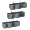 Set 3 jardiniere decorative cu suport metalic, sistem irigare,​​​​​​​ gri, 58x18x16.2 cm, Boardee Fencycase W