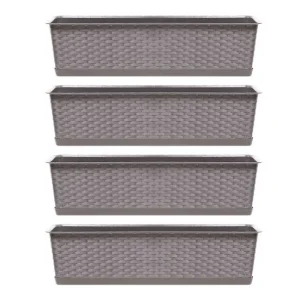 Set 4 jardiniere decorative, cafeniu, 68.5x17.3x15 cm, Ratolla Case P