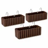 Set 3 jardiniere decorative cu suport metalic, sistem irigare,​​​​​​​ maro, 58x18x16.2 cm, Boardee Fencycase W