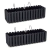 Set 2 jardiniere decorative cu suport metalic, sistem irigare,​​​​​​​ antracit, 58x18x16.2 cm, Boardee Fencycase W
