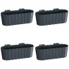Set 4 jardiniere decorative cu suport de plastic, antracit, 4.9 L, 38.3x21.2x13 cm, Boardee Hook