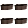 Set 4 jardiniere decorative cu suport de plastic, maro, 4.9 L, 38.3x21.2x13 cm, Boardee Hook