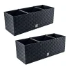 Set 2 jardiniere decorative, sistem irigare, imitatie ratan, antracit, 30 L, 60x25x24 cm, Rato Case
