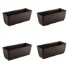 Set 4 jardiniere decorative, Prosperplast, imitatie ratan, maro, 49.2x17.2x17.4 cm