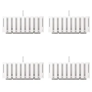 Set 4 jardiniere decorative cu suport metalic, sistem irigare,​​​​​​​ alb, 38x18x16.2 cm, Boardee Fencycase W