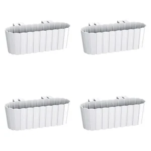 Set 4 jardiniere decorative cu suport de plastic, alb, 4.9 L, 38.3x21.2x13 cm, Boardee Hook