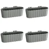 Set 4 jardiniere decorative cu suport de plastic, gri, 4.9 L, 38.3x21.2x13 cm, Boardee Hook