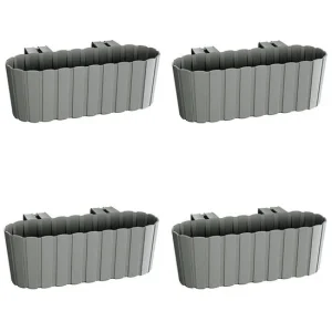 Set 4 jardiniere decorative cu suport de plastic, gri, 4.9 L, 38.3x21.2x13 cm, Boardee Hook