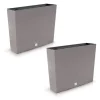 Set 2 jardiniere decorative, imitatie ratan, cafeniu, 58x18x49.8 cm, Rato Case