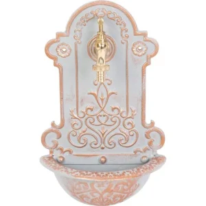 Chiuveta de gradina, model mini, aluminiu, alb si portocaliu, efect cupru, 22x10x37 cm, Strend Pro