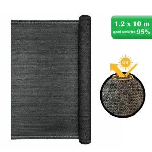 Plasa de umbrire, HDPE, 230 g/mp, grad de umbrire 95%, antracit, 1.2x10 m