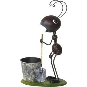 Decoratiune gradina, MagicHome, furnica cu lopata si galeata, metalica, 25x14x44 cm