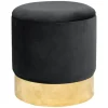 Taburet, rotund, cu spatiu depozitare, catifea, negru, max 80 kg, 39x40 cm, Golden, Akord