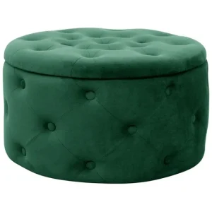 Taburet, rotund, cu spatiu depozitare, catifea, verde, max 80 kg, 55x30 cm, Alia, Akord