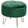 Taburet, rotund, cu spatiu depozitare, catifea, verde, max 80 kg, 38x30 cm, Caro, Akord