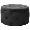 Taburet, rotund, cu spatiu depozitare, catifea, negru, max 80 kg, 55x30 cm, Alia, Akord